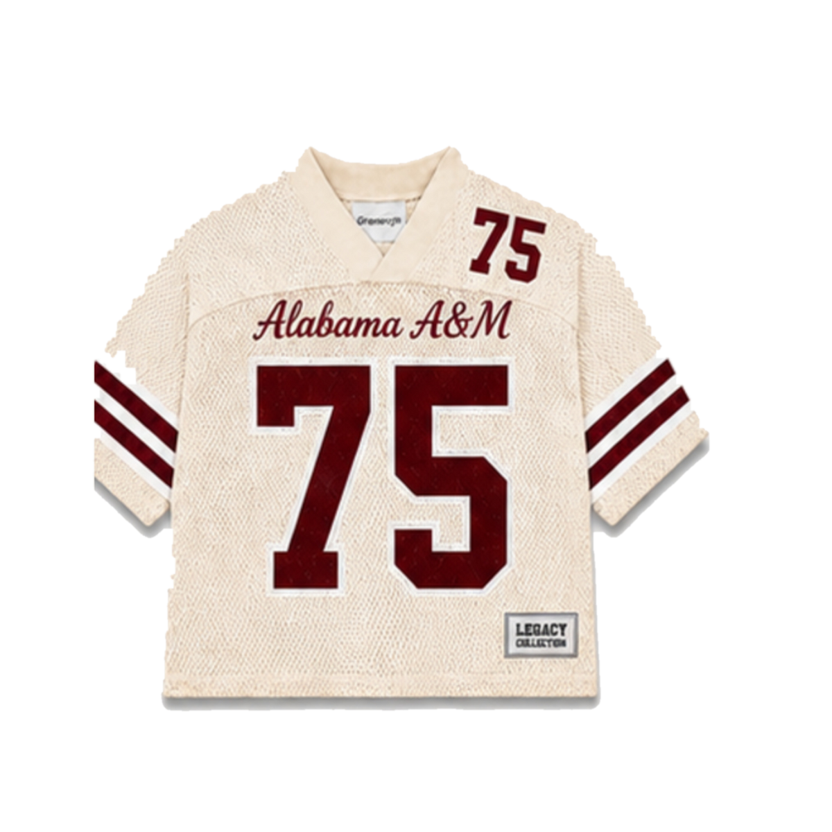 Alabama A&M Legacy Jersey in cream, front view