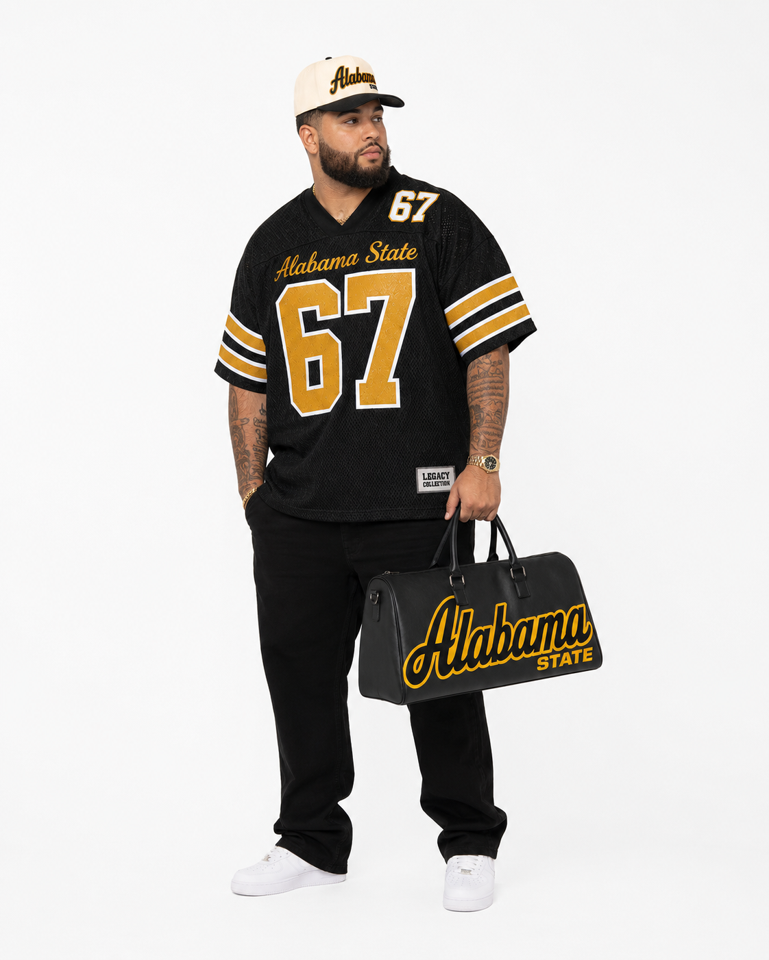 Alabama State Legacy Campus Travel Bag male campaign image