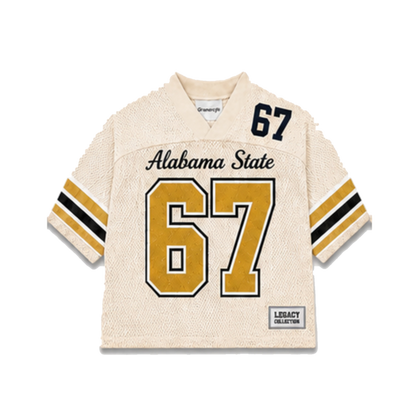 Alabama State Legacy Jersey in cream, front view