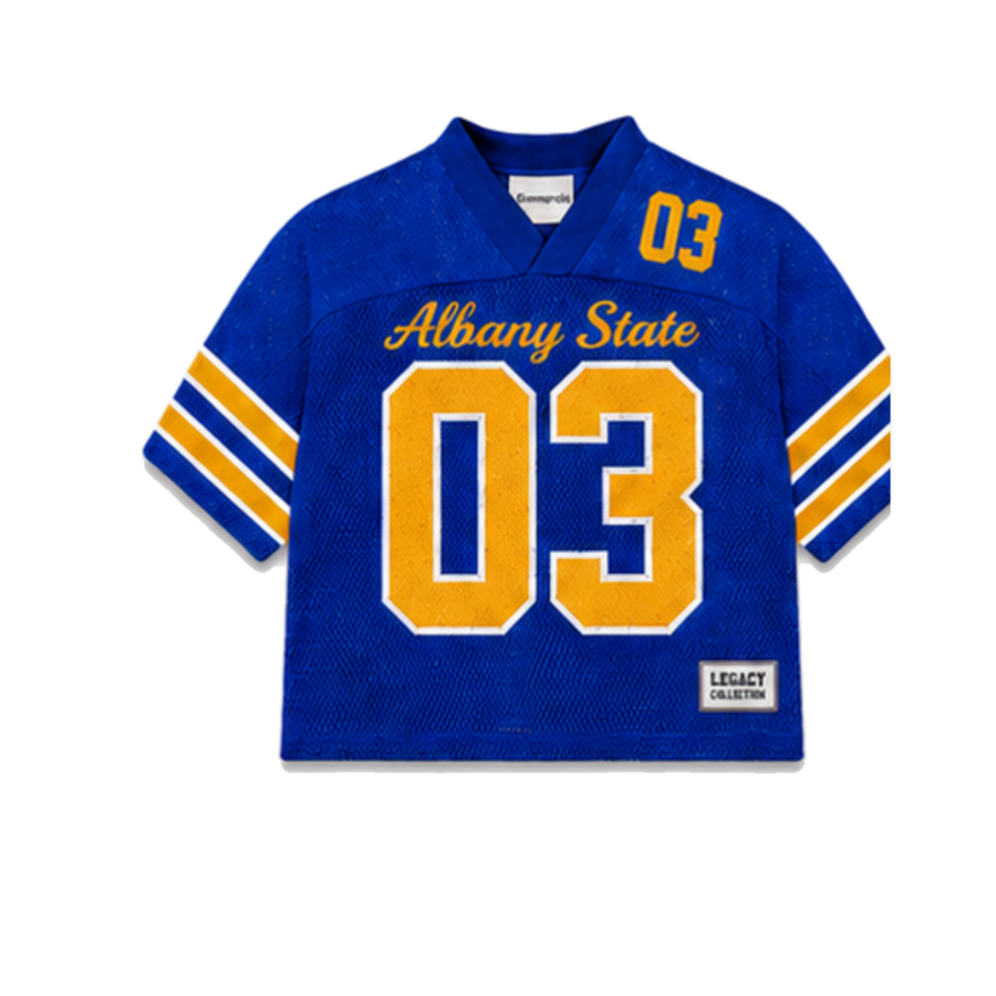 Albany State Legacy Jersey in regular school colors, front view