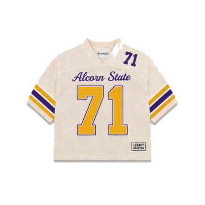 Alcorn State Legacy Jersey in cream, front view