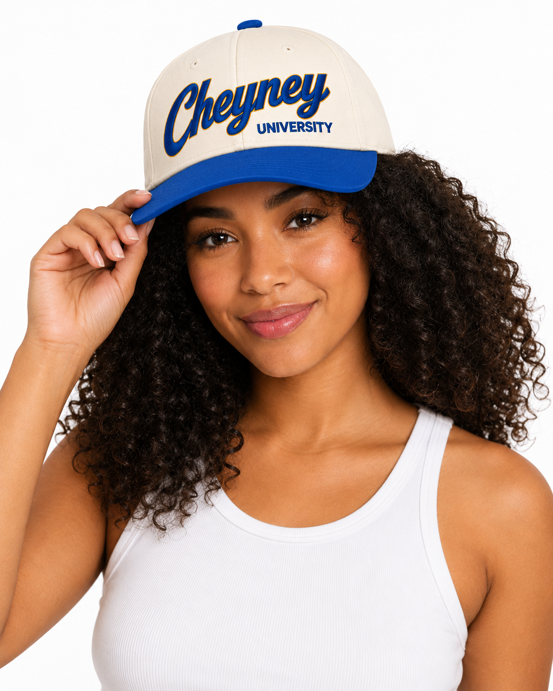 Female model wearing Cheyney University Legacy Cap