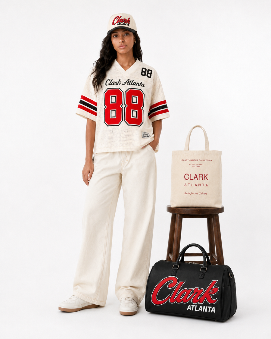 Clark Atlanta Legacy Campus Collection female campaign image alternate view
