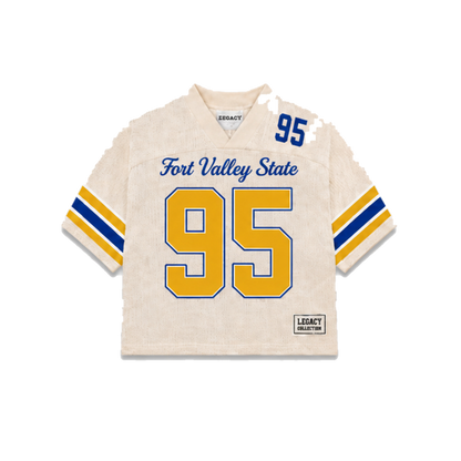 Fort Valley State Legacy Jersey in cream, front view