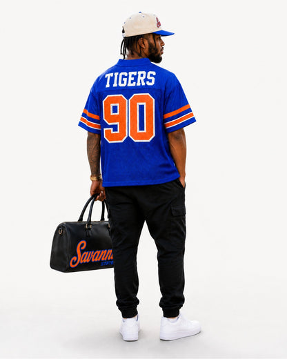 Savannah State royal blue jersey back artwork
