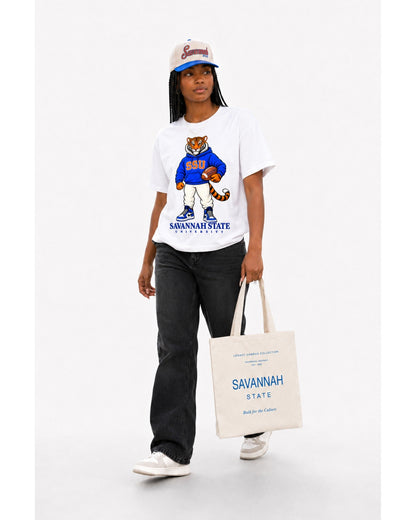 Savannah State Legacy tee walking studio view