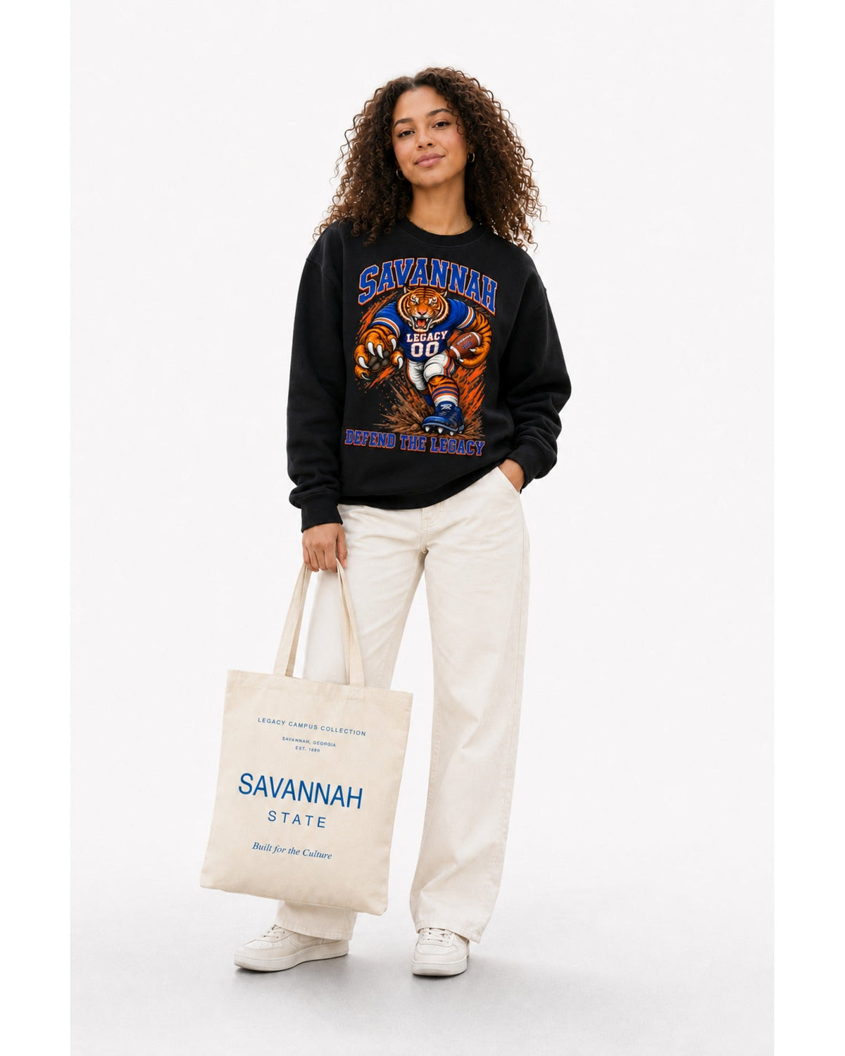 Savannah State Defend crewneck studio hero