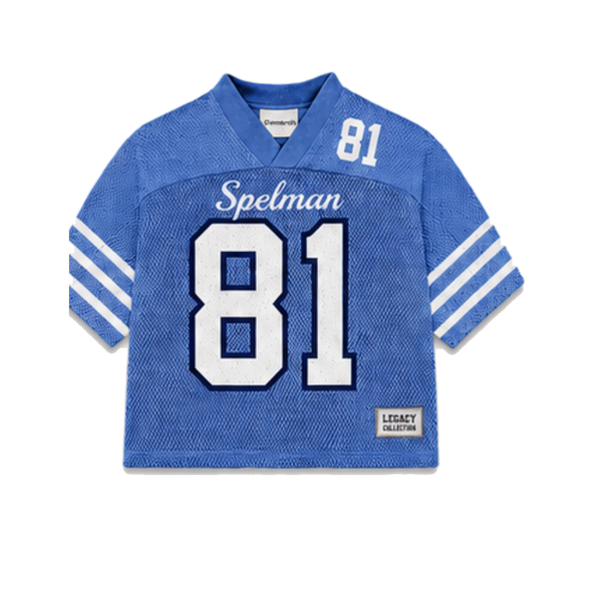 Spelman Legacy Jersey in regular school colors, front view