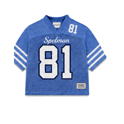 Spelman Legacy Jersey in regular school colors, front view