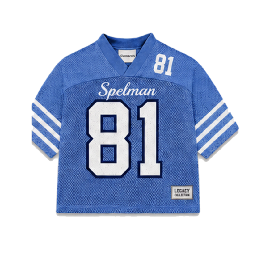 Spelman Legacy Jersey in regular school colors, front view