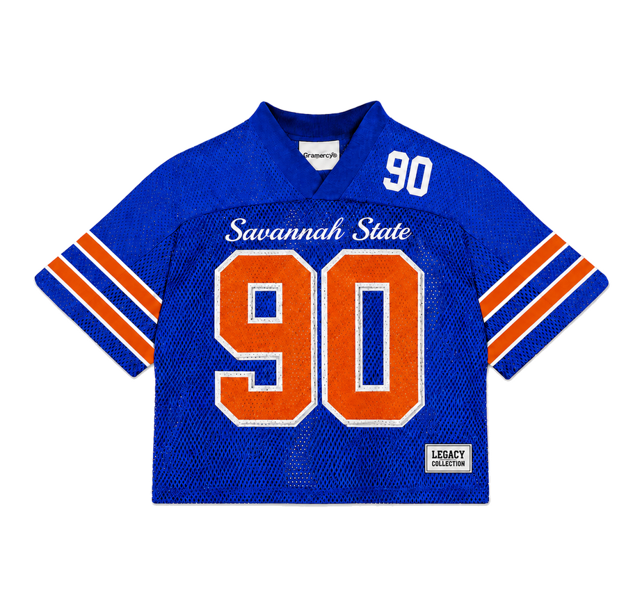 Savannah State Tigers 90 mesh jersey in royal blue, front alternate view