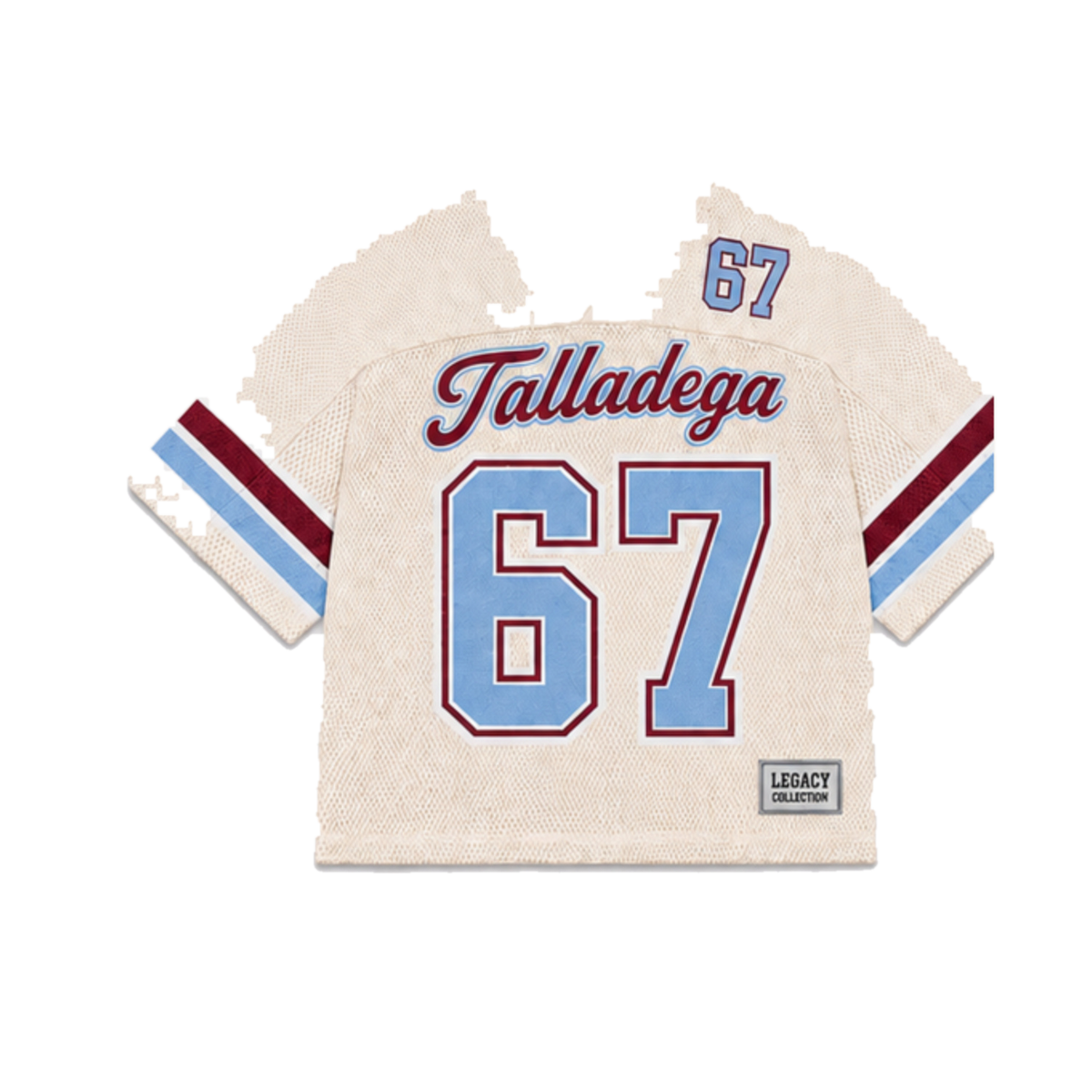 Talladega College Legacy Jersey in cream, front view