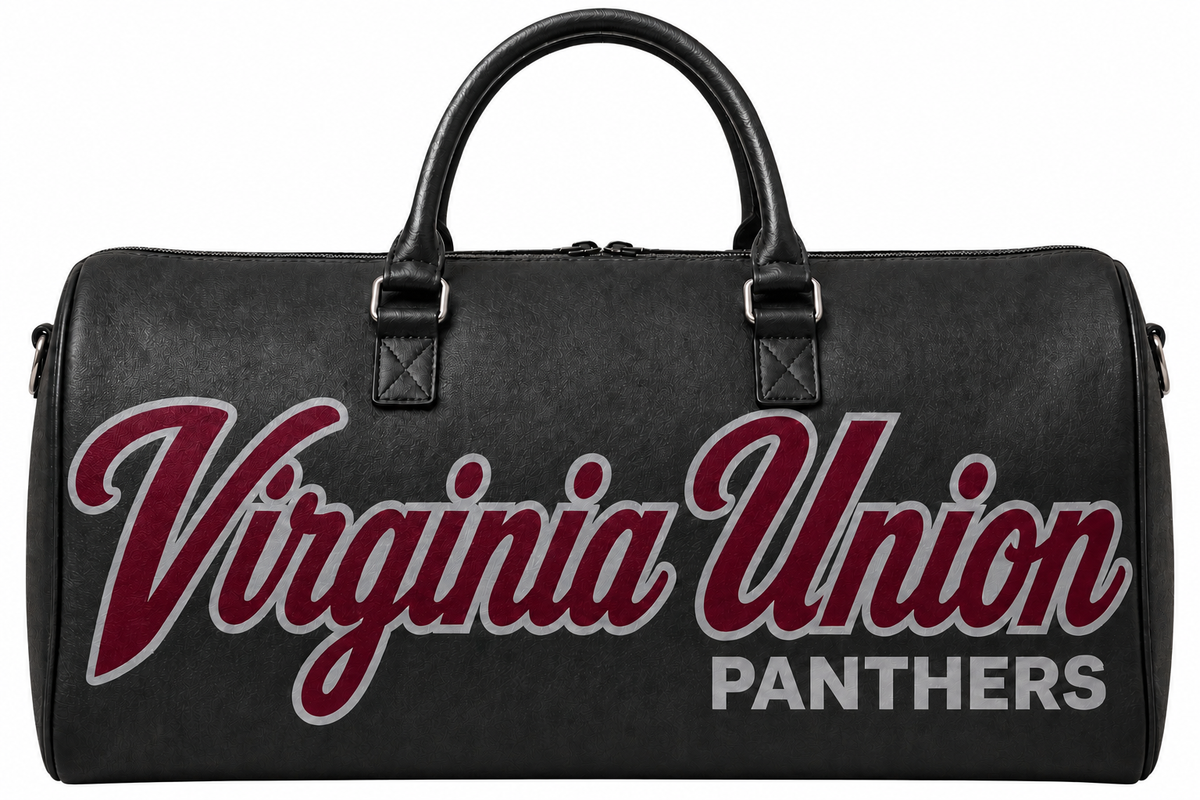 Virginia Union Legacy Campus Travel Bag in maroon and gray on white