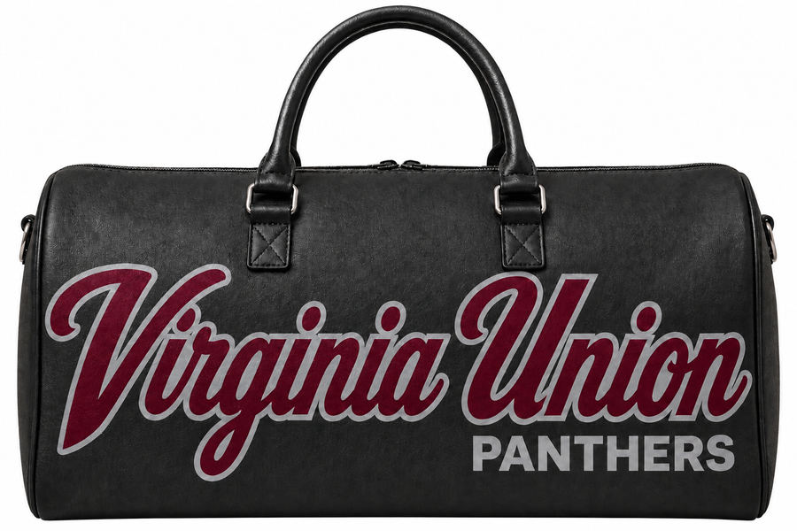 Virginia Union Legacy Campus Travel Bag in maroon and gray on white