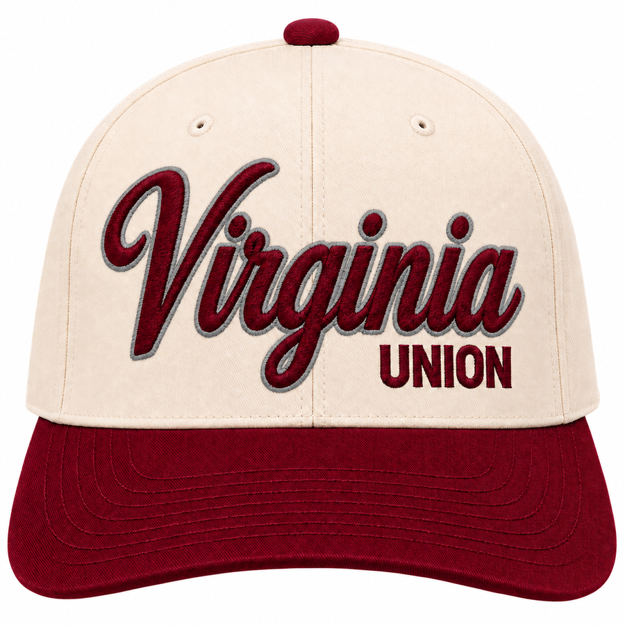 Virginia Union Legacy Cap in maroon and gray on white